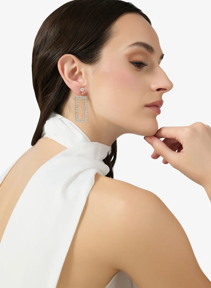 Ella Limited Edition Gold Diamonte Embellished Rhinestone Detailed Drop Down Earrings Gold for Women | Best Price UAE